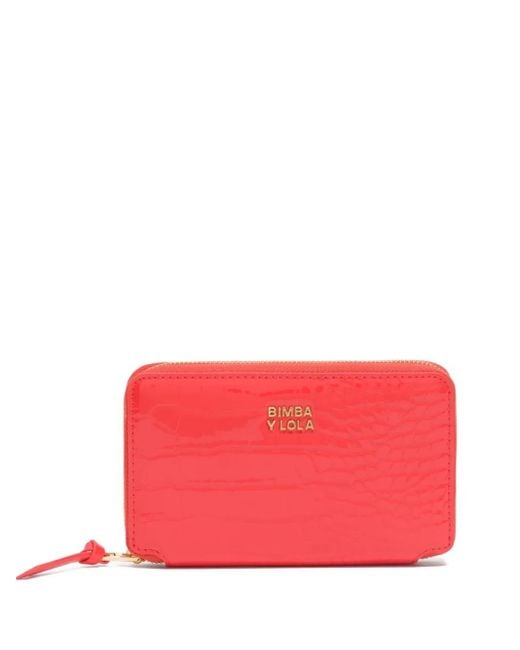 Bimba Y Lola Red Crocodile-Effect Zip-Around Wallet
