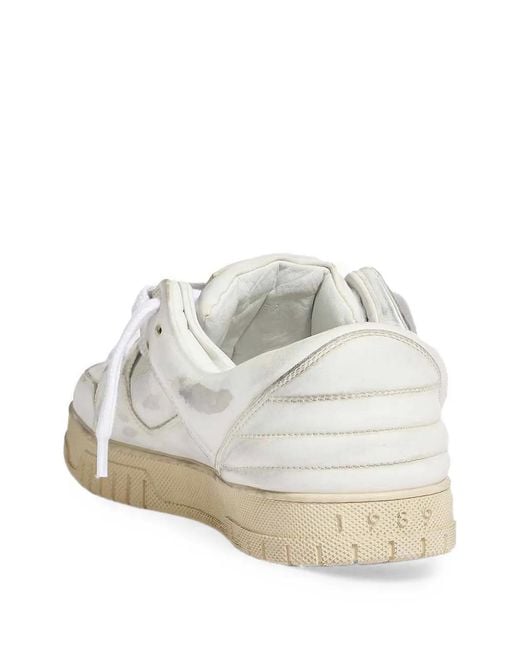 1989 STUDIO White Distressed-Effect Perforated Sneakers