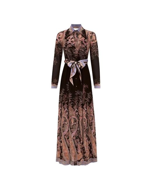 Zimmermann Black Alchemy Paisley-Print Belted Maxi Dress