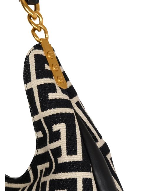 Balmain Black 1945 Soft Hobo Large Shoulder Bag