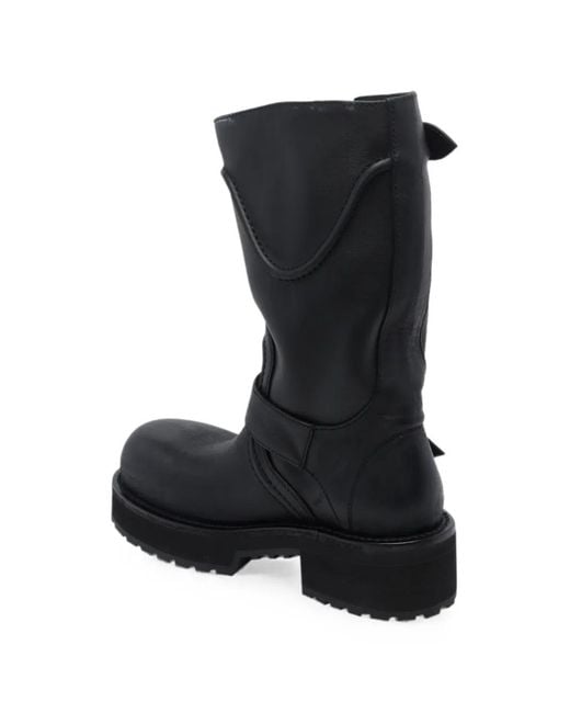Balenciaga Black Venom Buckle-Strap Leather Boots