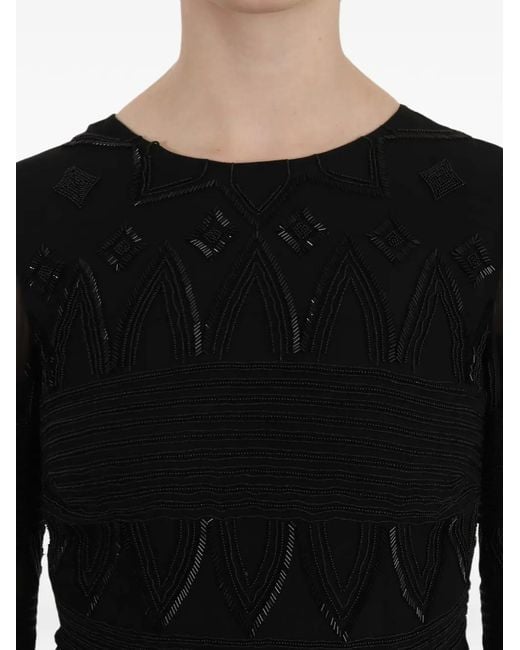 John Richmond Black Sequin-Embellished Mesh Mini Dress