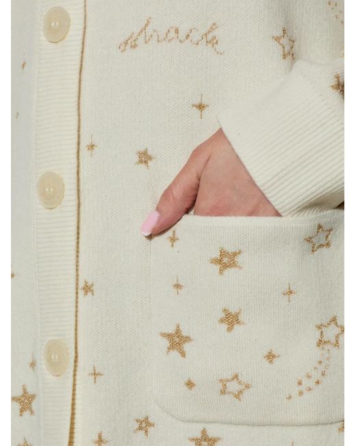 LoveShackFancy White Star-Embellished Patch-Pocket Cardigan