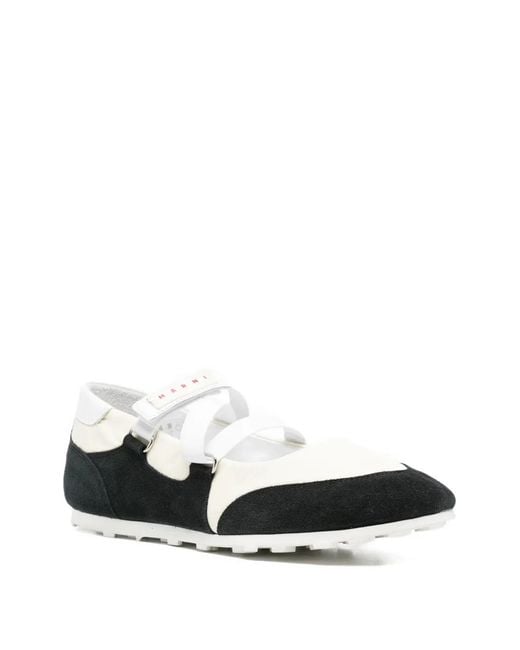 Marni White Round-Toe Ballet Flats