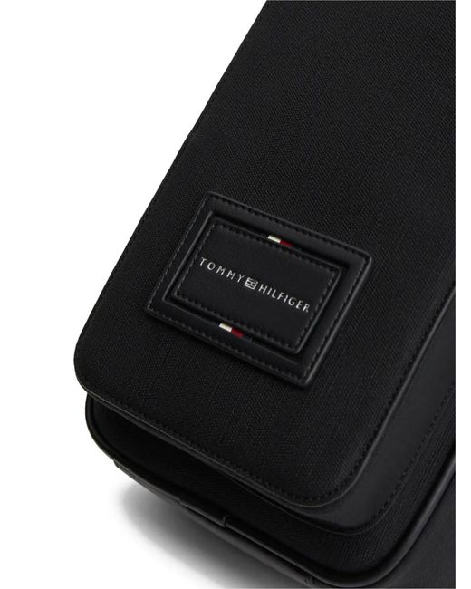 Tommy Hilfiger Black Logo-Patch Messenger Bag for men