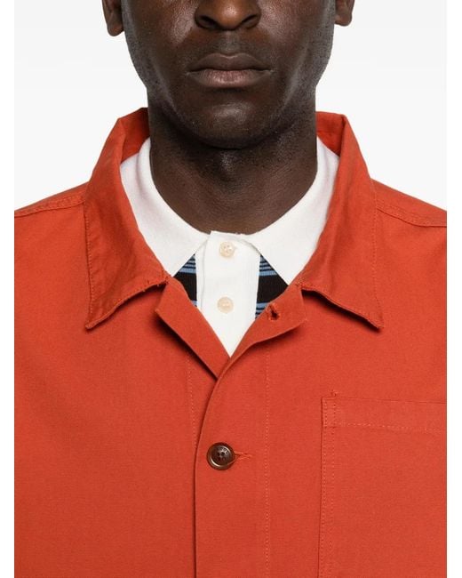 Uskees Red Chest-Pocket Shirt Jacket for men