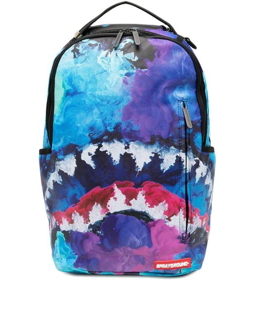 Sprayground Blue Shark-print Colour Drip Backpack for men