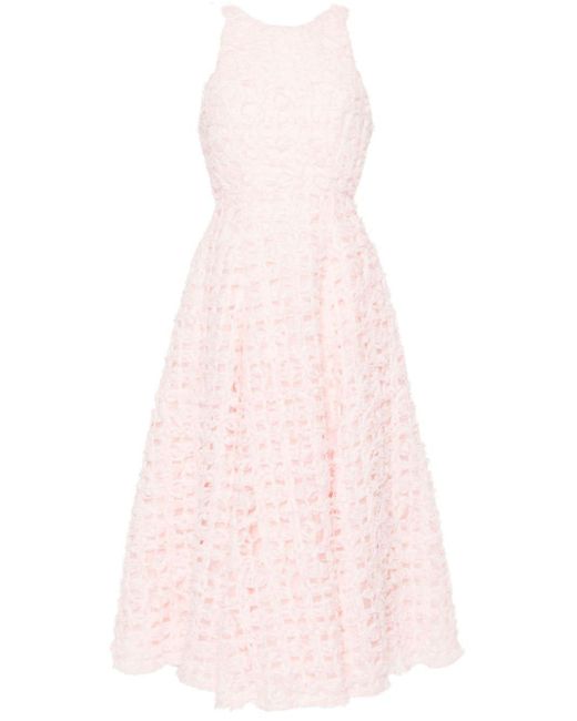 Aje. Pink Floral-appliqué Midi Dress
