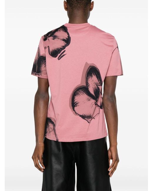 Paul Smith Pink Orchid-print Cotton T-shirt for men
