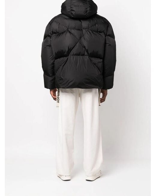 Khrisjoy Black Padded-Design Hooded Jacket for men
