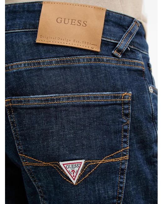 Guess Blue Sonny Logo-Patch Denim Shorts for men