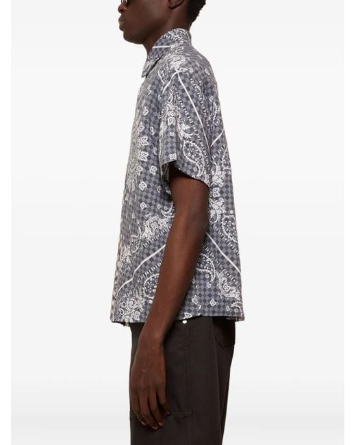 Camisa a cuadros gingham con motivo de bandana Rhude de hombre de color Gray
