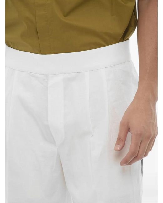 Neil Barrett White Double-Pleat Elasticated-Waist Tapered Trousers for men