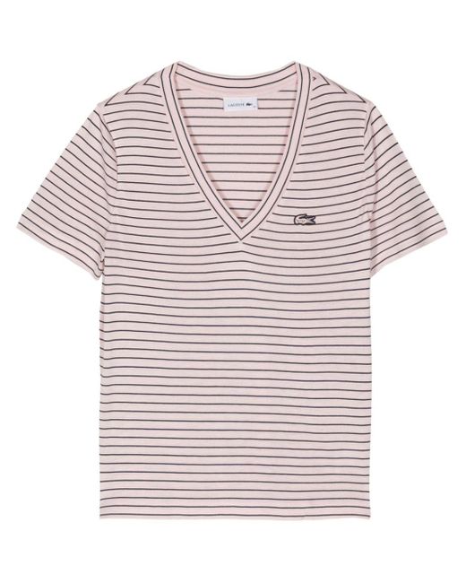 Lacoste Pink Embroidered-logo T-shirt