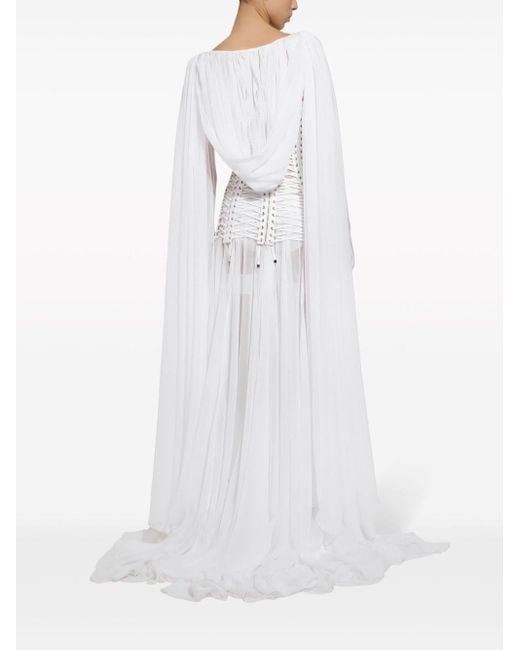Dolce & Gabbana White Corseted Silk-blend Gown