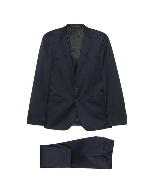 Boss Blue Single-Breasted Wool Suit for men