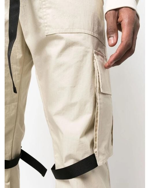 Off-White c/o Virgil Abloh Natural Strap-detail Cargo Trousers for men