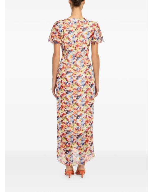 Cinq À Sept White Floral V-Neck Dress