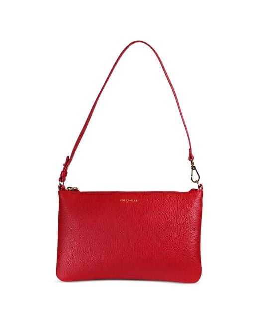Coccinelle Red Mini Sac Porté Épaule C-Easy En Cuir Grainé