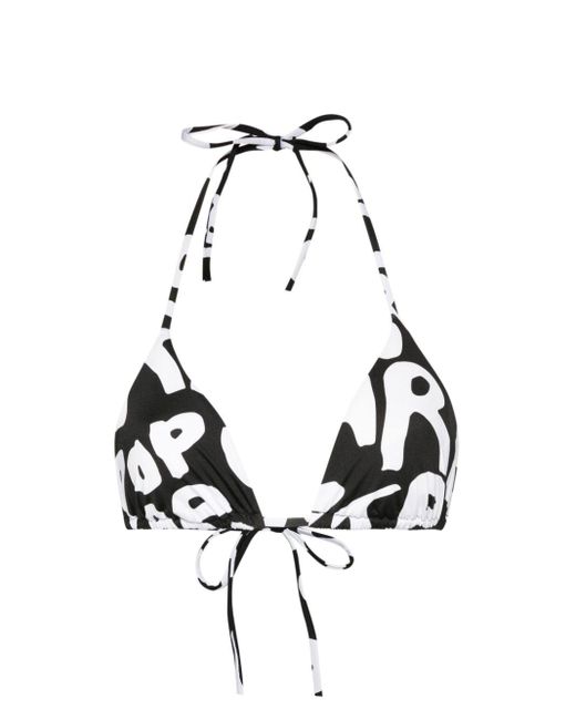 DSquared² White Bikinioberteil mit Logo-Print