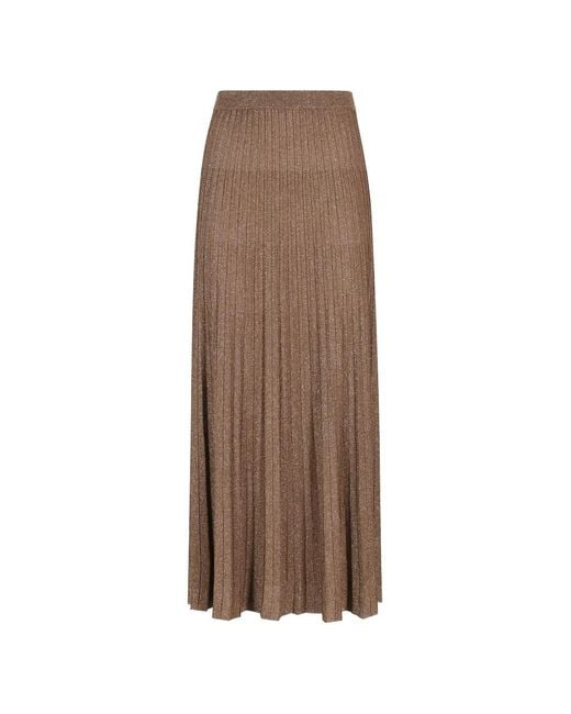 Roberto Collina Brown Pleated Metallic-Effect Skirt