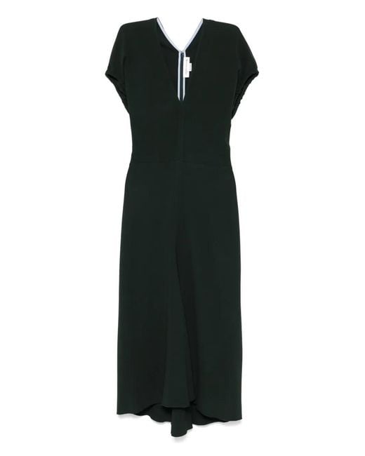 Victoria Beckham Black V-Neck Dress