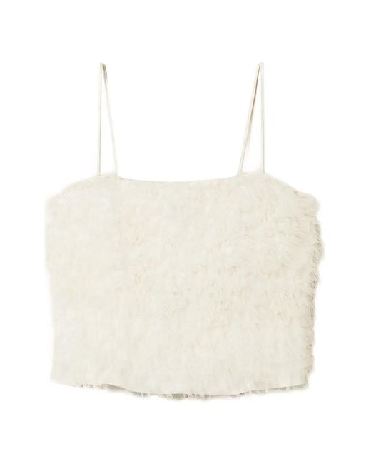 Twinset White Tulle Ruffled Top