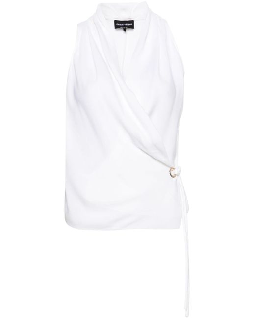Blusa drappeggiata di Giorgio Armani in White