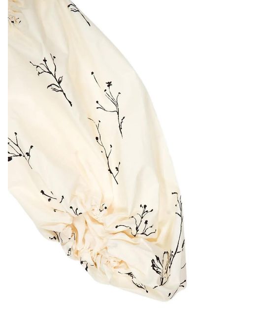 Altuzarra White Floral-Print Puff-Sleeve Midi Dress