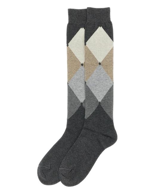 Ballantyne Gray Diamond-Patterned Stocking for men