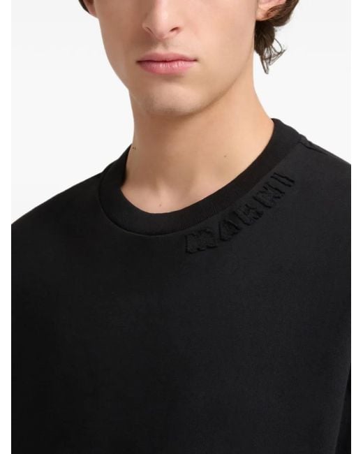 Marni Black Logo-Patch Long-Sleeve T-Shirt for men
