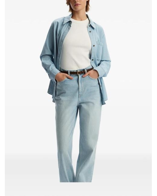 12 STOREEZ Blue Button Lightweight Denim Shirt