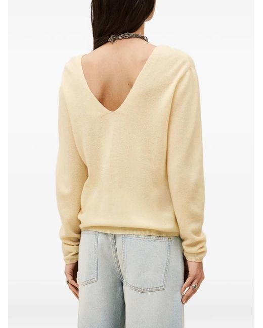 Ba&sh Natural Sollene V-Neck Knitted Top