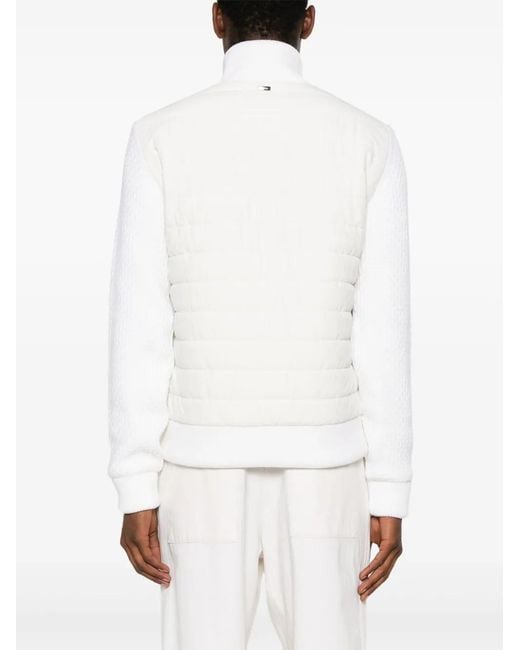 Herno White Knitted-Panels Padded Bomber Jacket for men