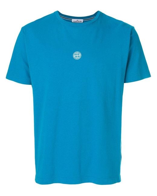 Stone Island Blue 68-15 Logo Print T-shirt for men