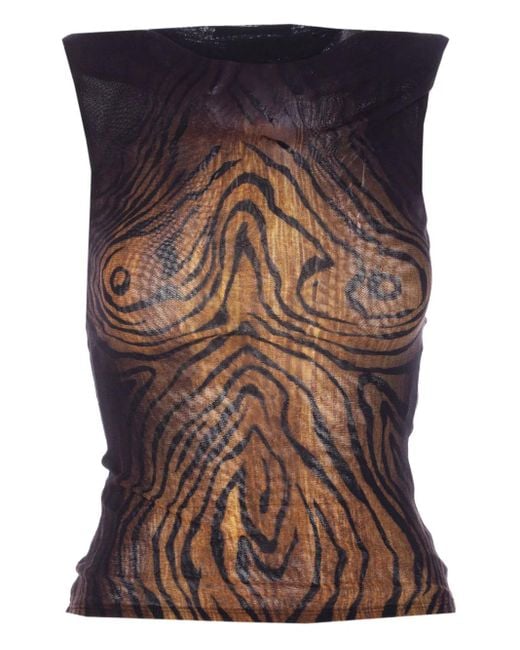 Haut Imprimé À Design Sans Manches Jean Paul Gaultier en coloris Blue