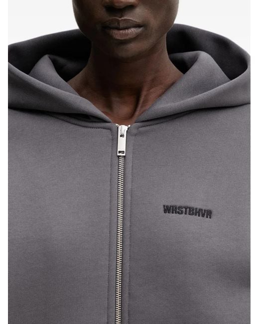 WRSTBHVR Gray Diago V2 Logo-Embroidered Zip-Up Hoodie