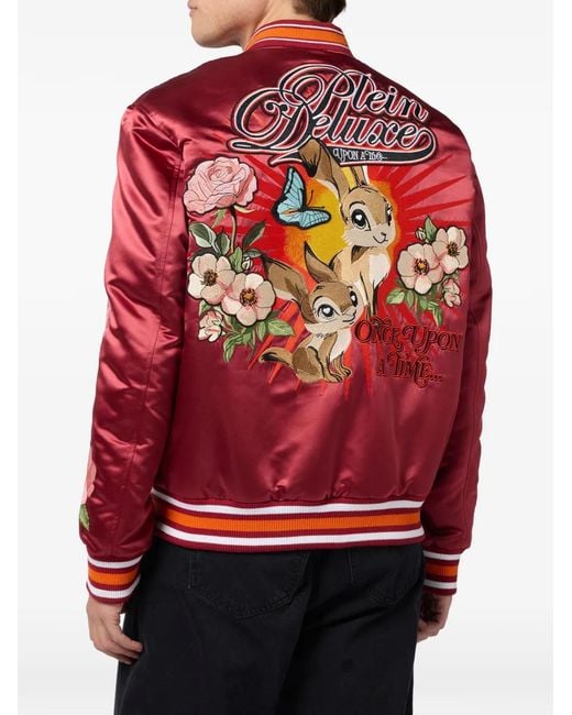 Philipp Plein Red Satin Bomber Fairy Deluxe for men