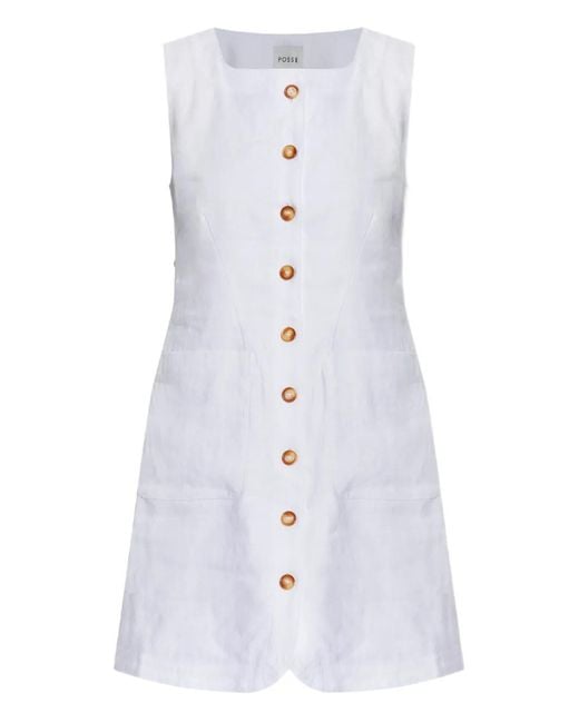 Posse White Linen Mini Dress