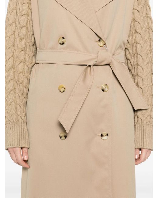 Max Mara Natural Wasserabweisender Gabardine-Trenchcoat