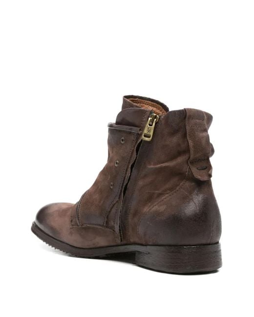 A.s.98 Brown Buckle Leather Boots for men