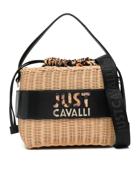 Just Cavalli ロゴエンボス ハンドバッグ Black