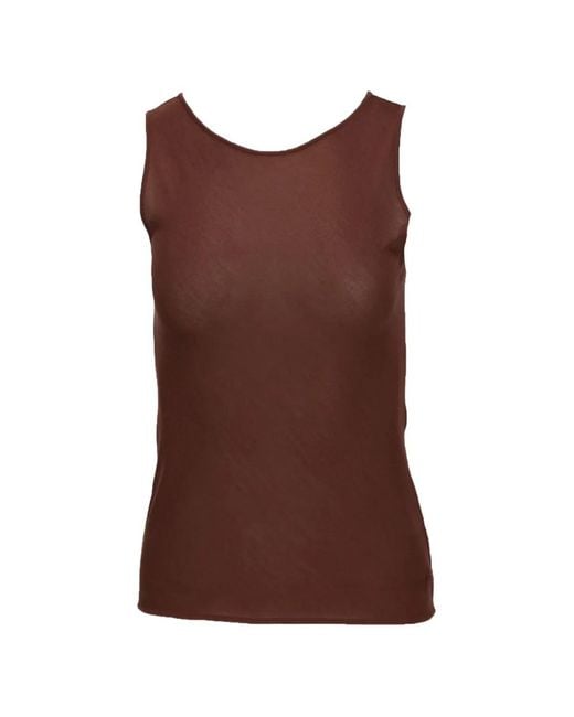 Isaia Brown Fine-Knit Sleeveless Top