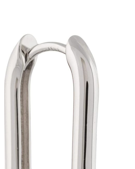 Eshvi White Oval Hoop Earrings