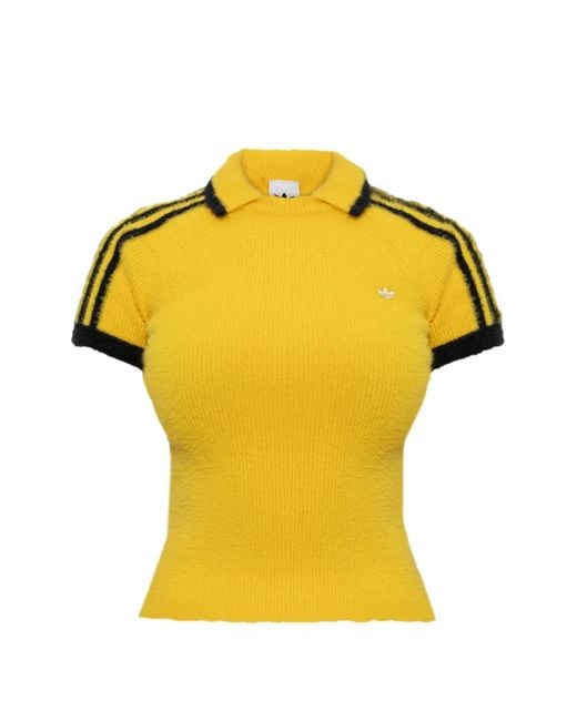 Adidas Originals Yellow Gestricktes Cali T-Shirt Mit Poloshirtkragen