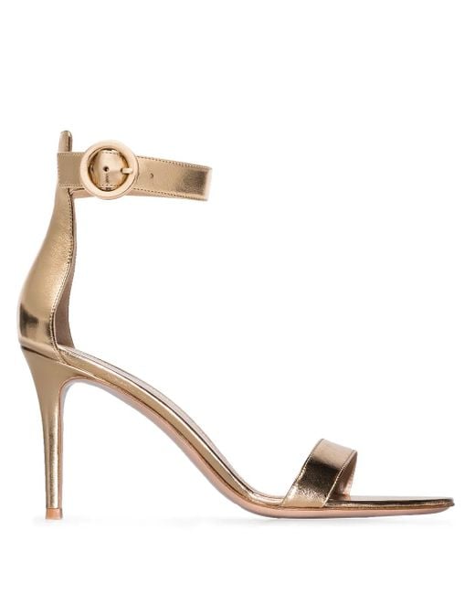 Gianvito Rossi Metallic Portofino 85Mm Leather Sandals
