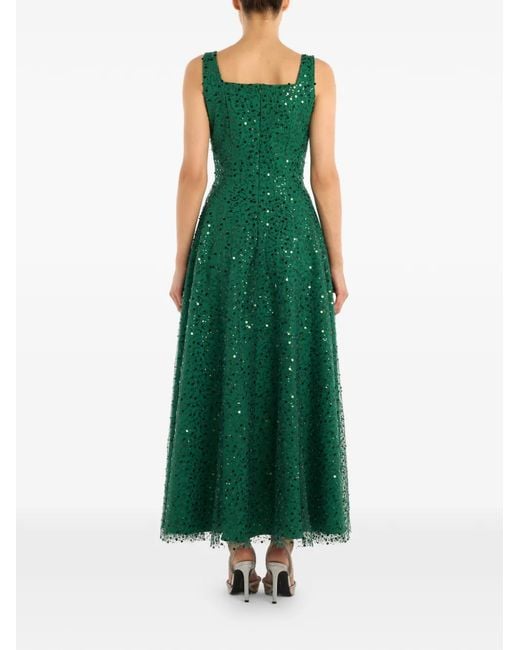 POST MERIDIEM Green Sequin-Embellished Maxi Dress