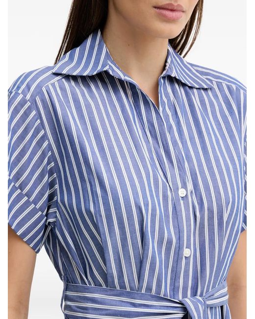 DKNY Blue Striped Belt Dress