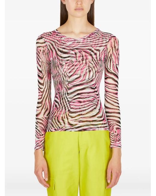 Collina Strada Top Met Zebraprint in het Red