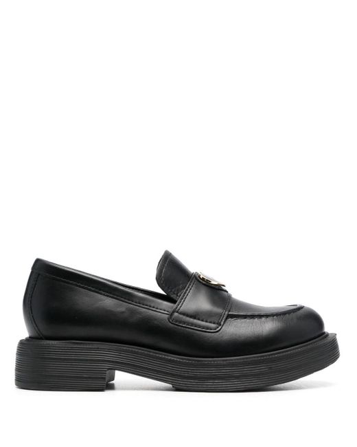 Love Moschino Black Logo-plaque 40mm Faux-leather Loafers
